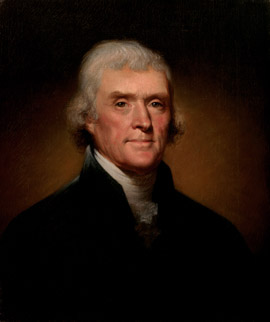 Thomas Jefferson presidential portrait painted in 1800.