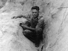 Skinner exploring Fairfield Creek Quarry in 1928